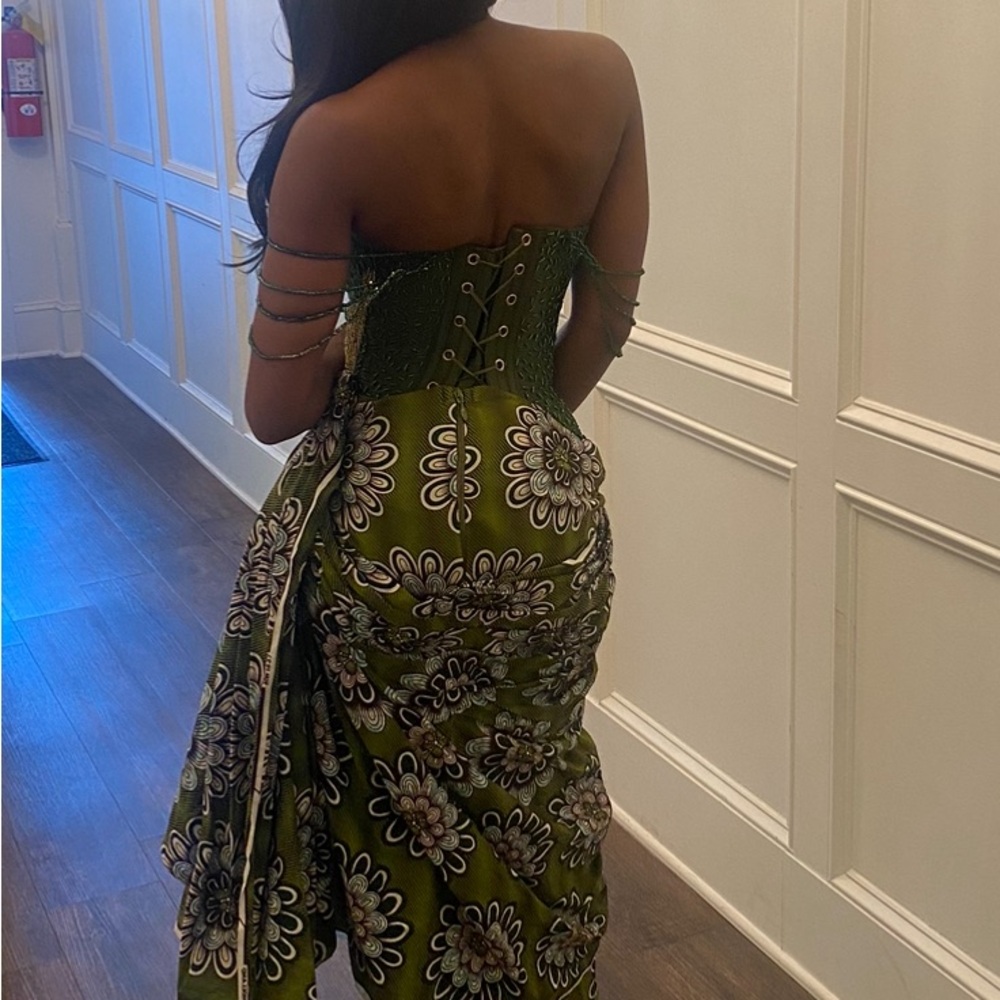 Nigerian Custom Strapless Beaded Ankara Dress - Picture 3 of 4